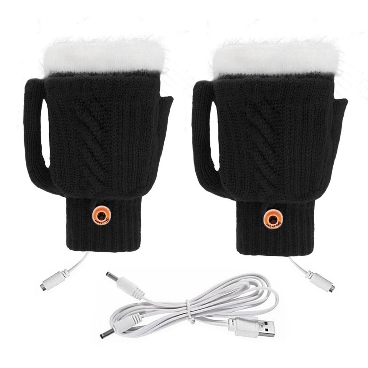 1 Pair Electric Winter Thermal Electric Work Typing Black