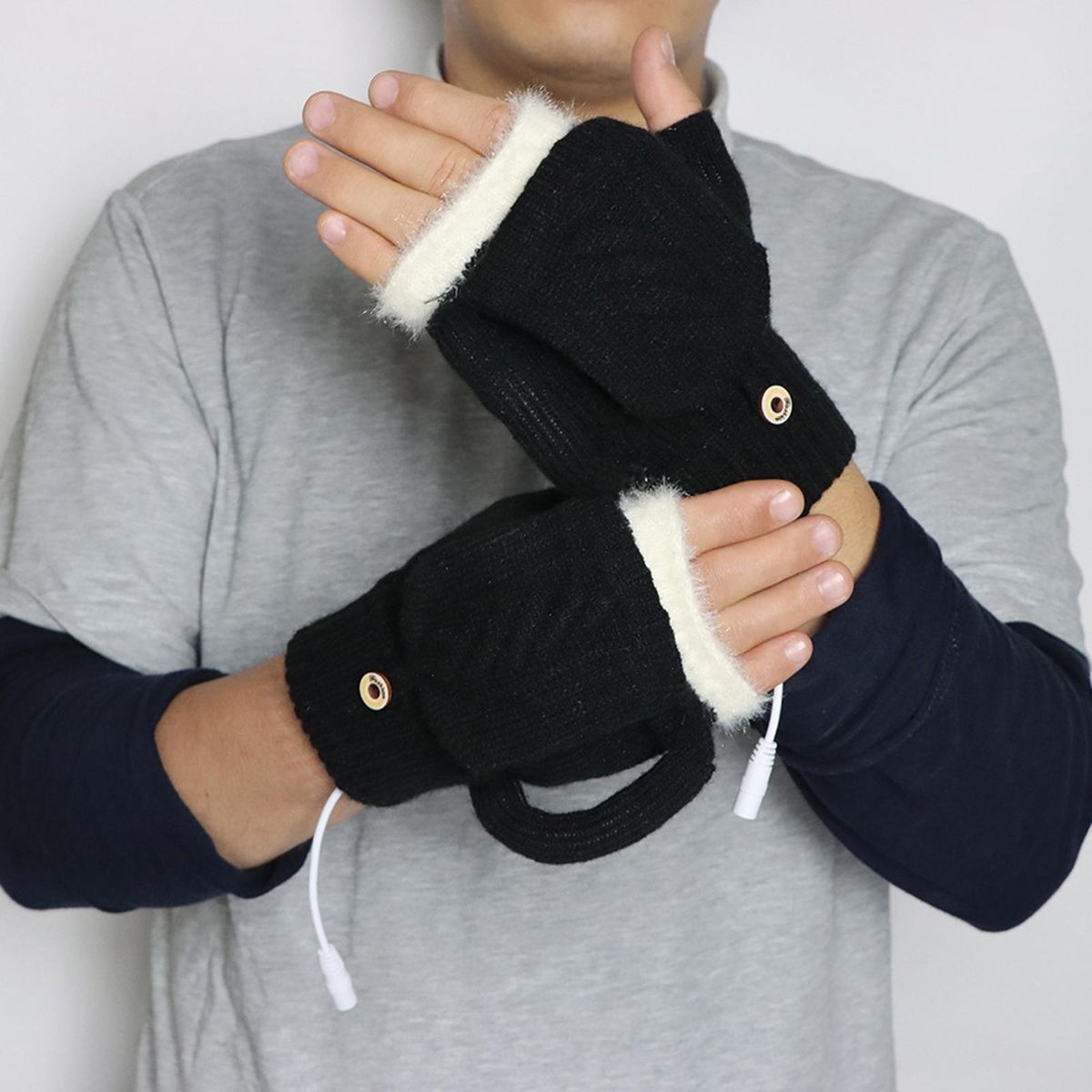 1 Pair Electric Winter Thermal Electric Work Typing Black