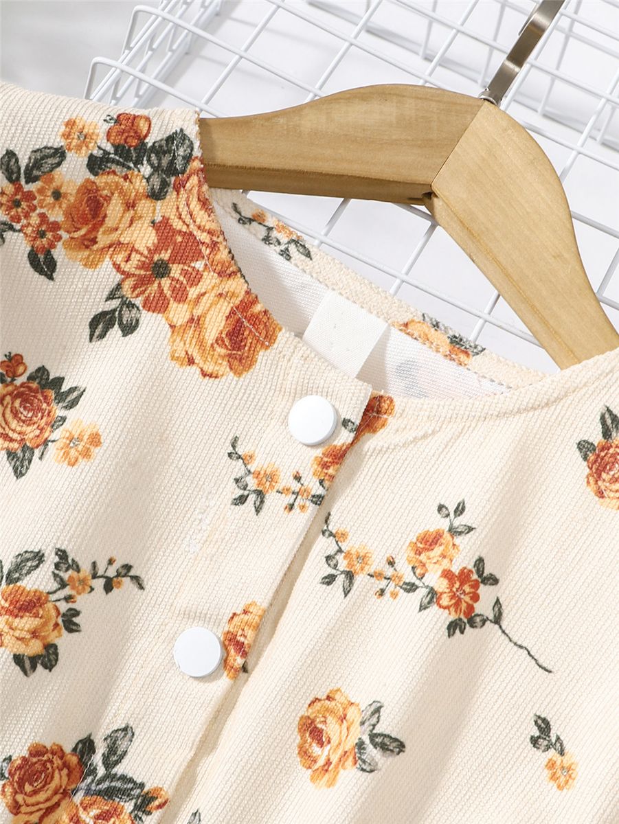 Children Girl Dress Small Floral Print Fly Sleeve Long Lady Dress For 8-12 Years