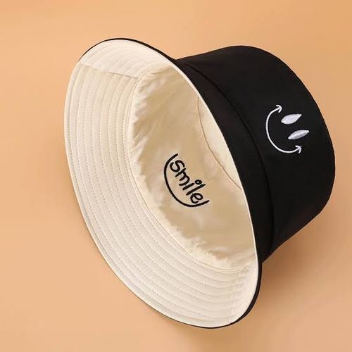 Unisex Double-Sided Reversible Bucket Hat Fishermen Cap Black-White