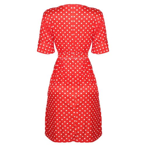 Front Wrap Dress - Red