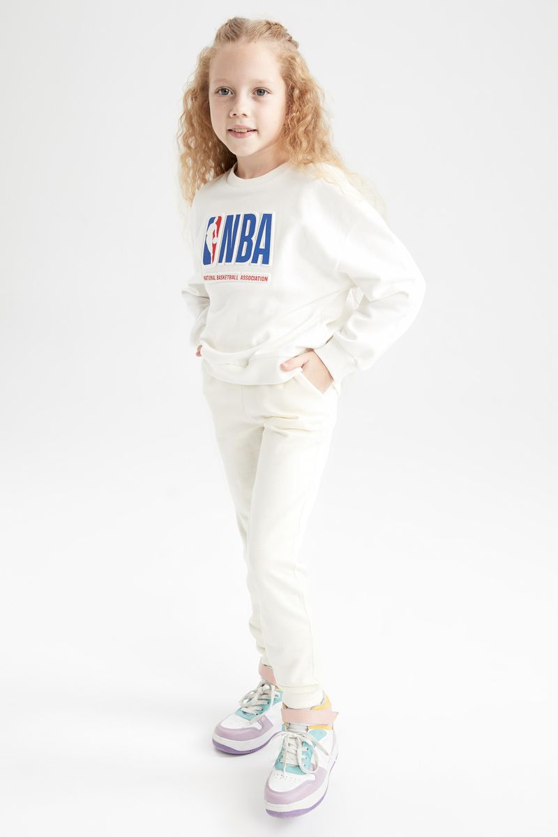 Girl - Relax Fit Crew Neck Long Sleeve Knitted Sweat Shirt - Beige
