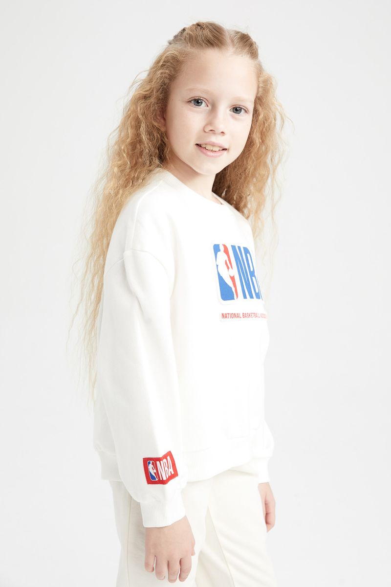 Girl - Relax Fit Crew Neck Long Sleeve Knitted Sweat Shirt - Beige