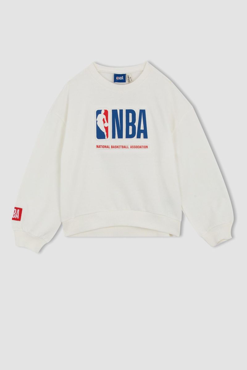 Girl - Relax Fit Crew Neck Long Sleeve Knitted Sweat Shirt - Beige