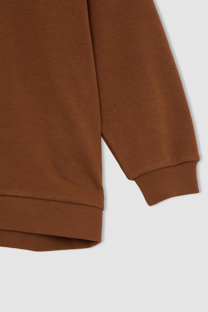 Girl - Relax Fit Crew Neck Knitted Sweat Shirt - Brown