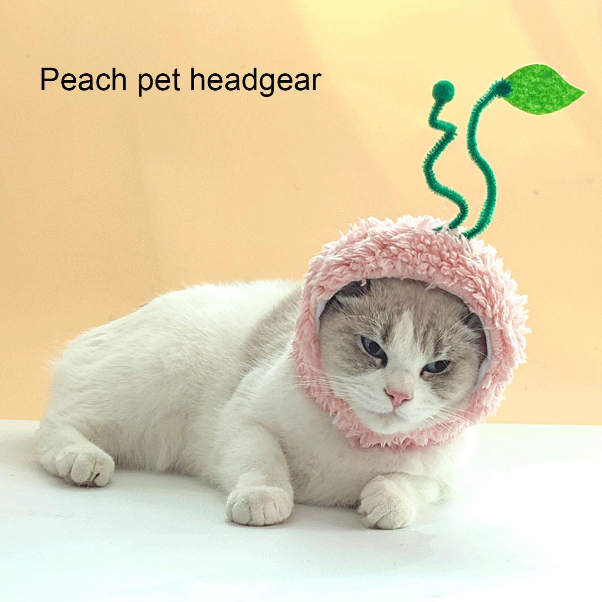 Cat Hat Cute Peach Shape Dog Cat Headwear Pet Accessories Pink