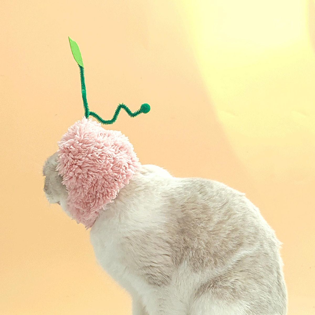 Cat Hat Cute Peach Shape Dog Cat Headwear Pet Accessories Pink