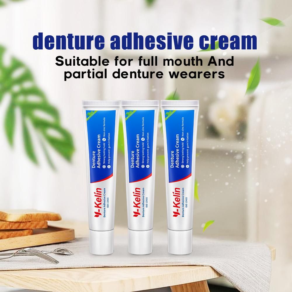 Y-Kelin denture adhesive cream 2/3/6 pack original formula zinc free extra strong hold for upper lower or partials all day