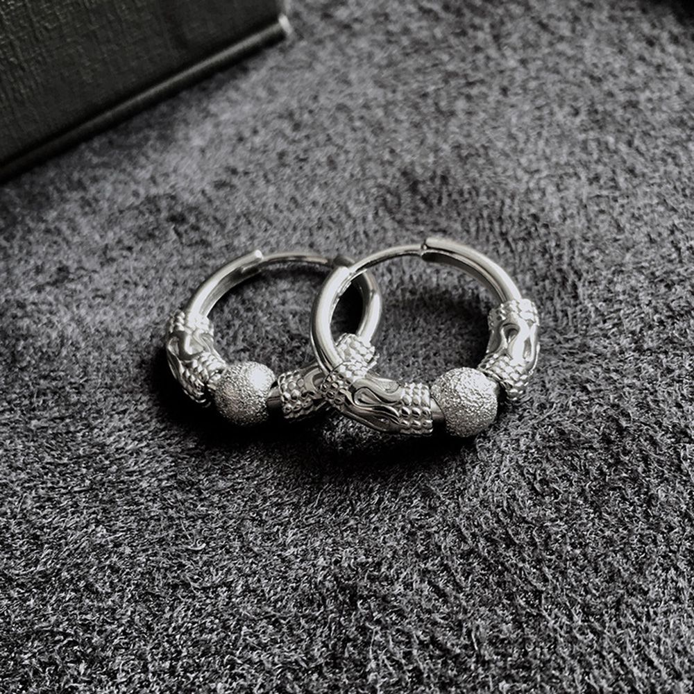 Silver Earrings Trendy Male EU Style Retro Students Ear Stud