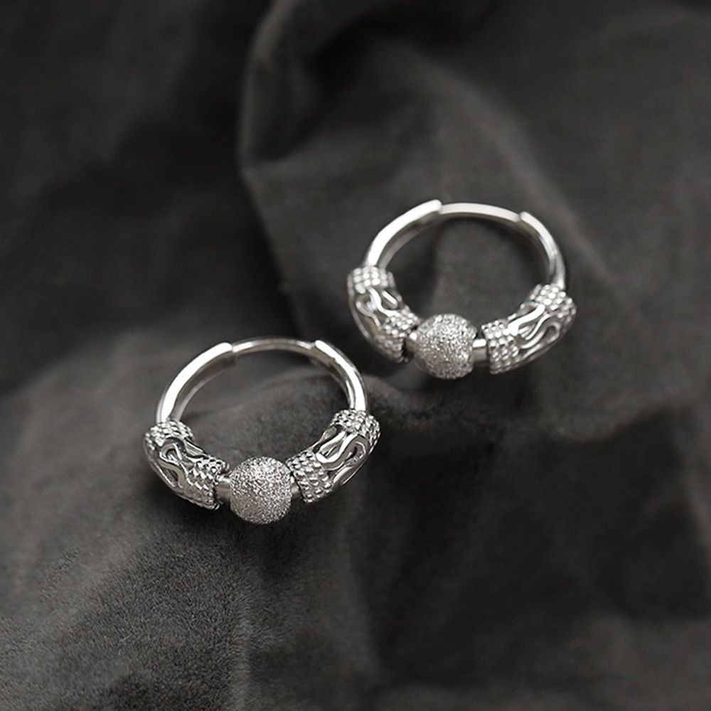 Silver Earrings Trendy Male EU Style Retro Students Ear Stud