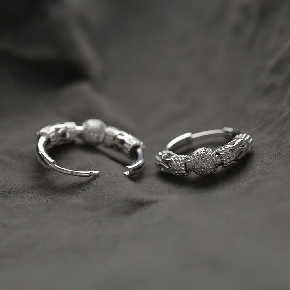 Silver Earrings Trendy Male EU Style Retro Students Ear Stud