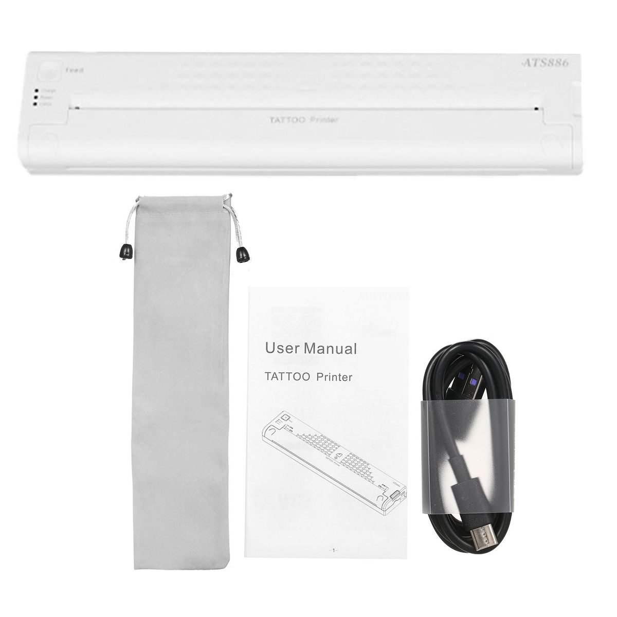 Cordless Tattoo Transfer Stencil Printer Portable Rechargeable Tattoo Printer Tattoo Transfer Thermal Copier Machine for Temporary and Permanent Compatible with Android iOS Phone PC