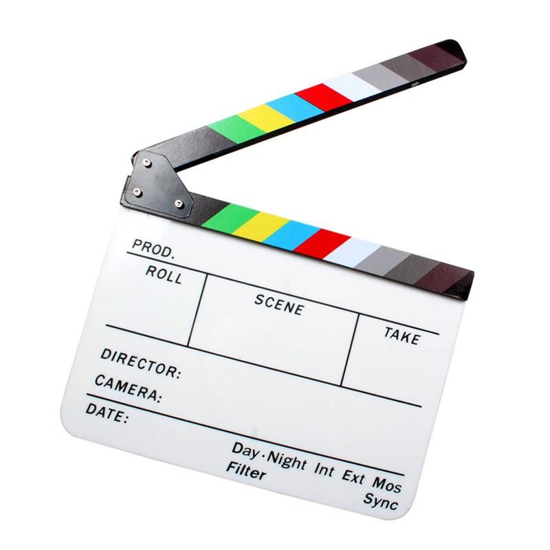 Acrylic Clapboard Dry Erase Director Film Movie Clapper Board Slate 9.6 * 11.7in