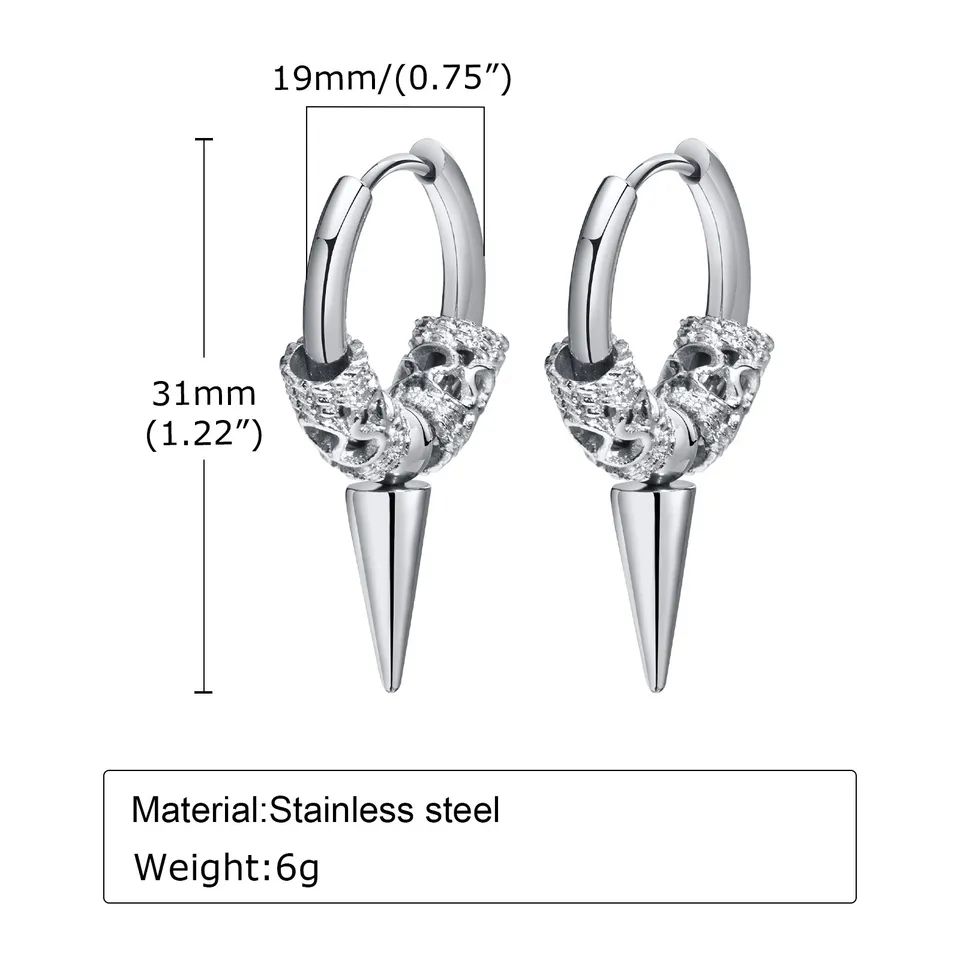 Rock Statement Hoop Earrings For Men Unisex Ear Clip