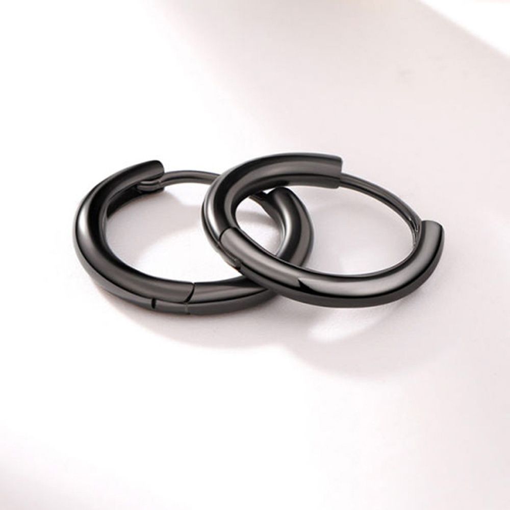 Simple Single Earrings Circle Ear Buckle Light Body Round Ear Hoop Black