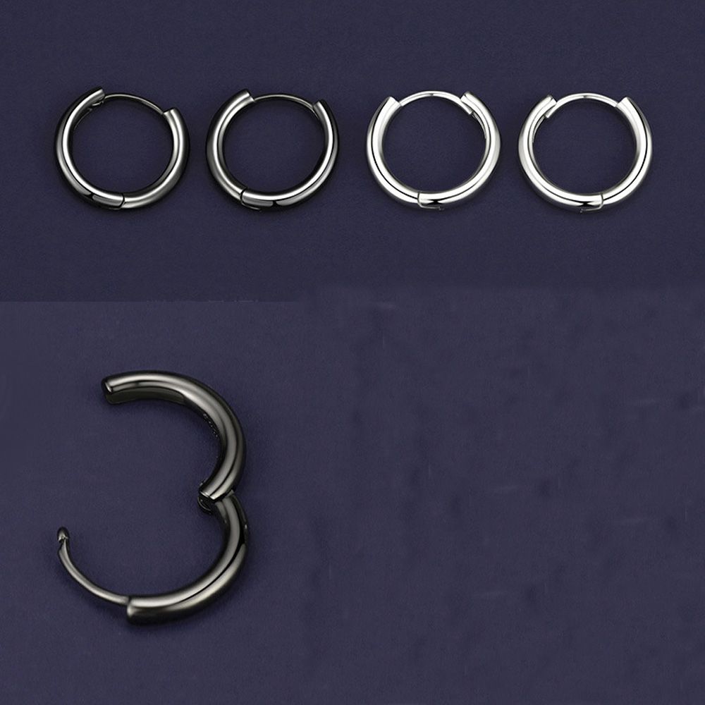 Simple Single Earrings Circle Ear Buckle Light Body Round Ear Hoop Black