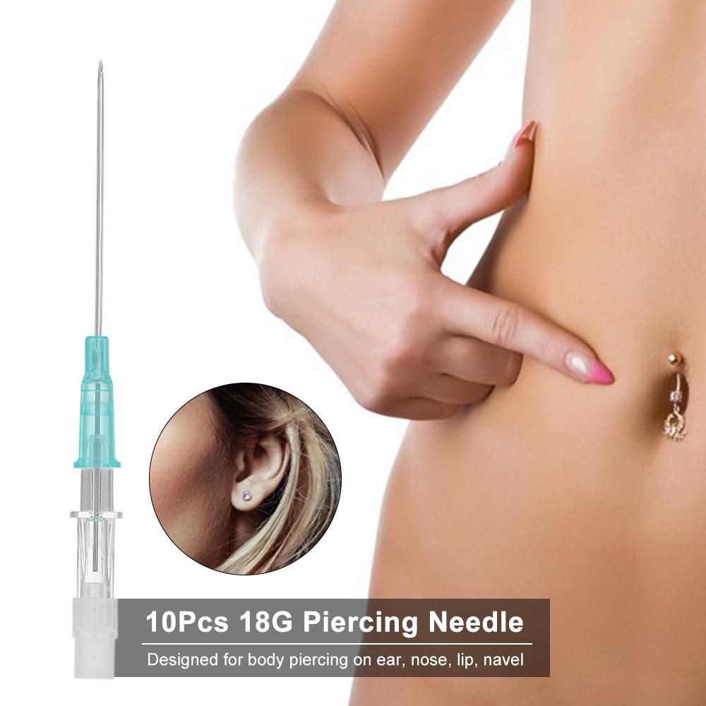10Pcs 18G Disposable Piercing Needle Stainless Steel Sterile Body Piercing Needles Tattoo Accessories Ear Nose Piercing Needles