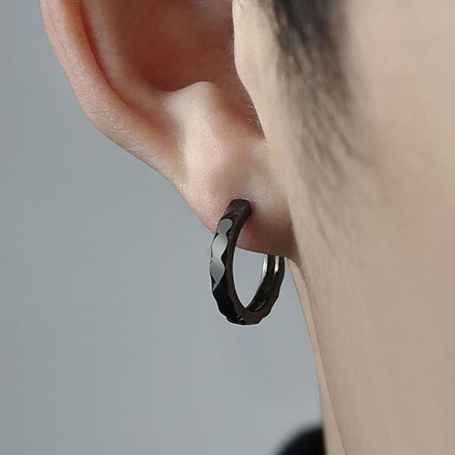 Diamond Earrings Buckle Male Trendy Jewelry Water Ripple Ear Hoop Black
