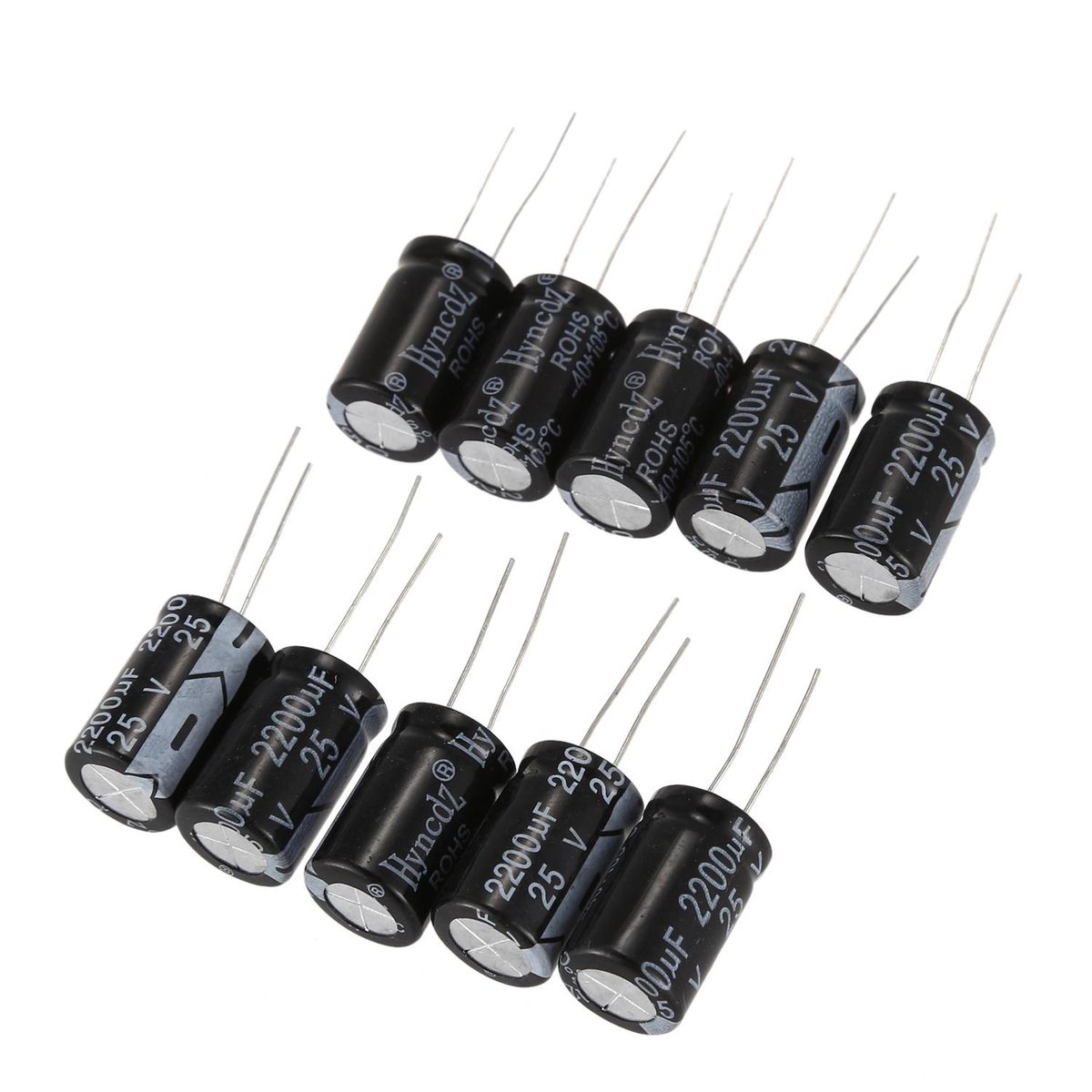 10 Pcs black 2200uF 25V Aluminum Electrolytic Capacitors 13*13*21cm