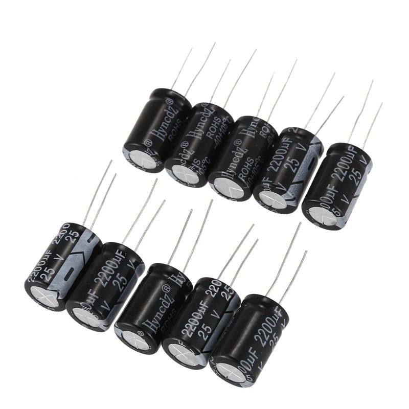 10 Pcs black 2200uF 25V Aluminum Electrolytic Capacitors 13*13*21cm