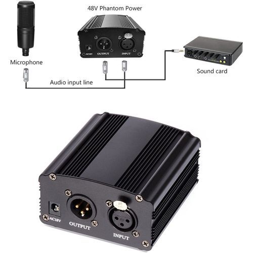 48V Phantom Power Supply With Adapter,XLR Cable For Condenser Microphones