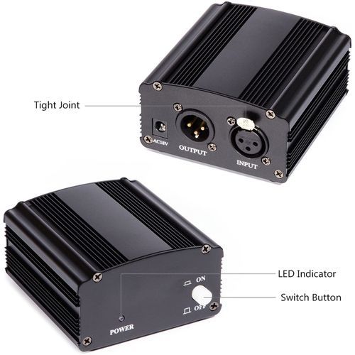 48V Phantom Power Supply With Adapter,XLR Cable For Condenser Microphones