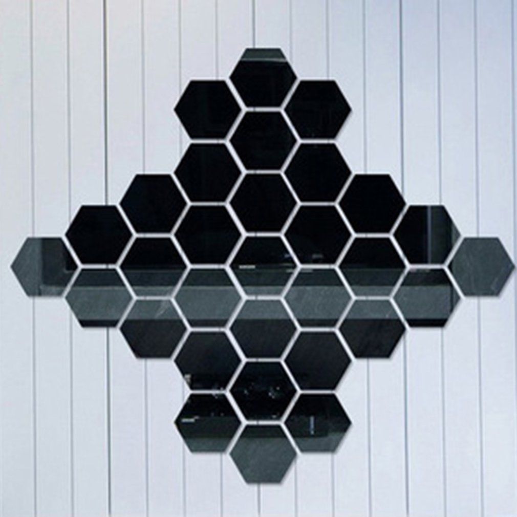 12pcs Acrylic Hexagon Frame Mirror Wall Stickers Self-Adhesive Decals