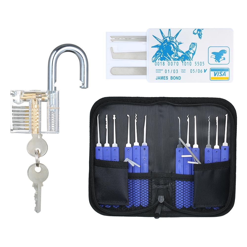 22 PCS Lock Picking Set with Visible Training Padlock Transparent Practice Lock Locksmith Tools Lockpicking Set for Beginners Professionals Kids