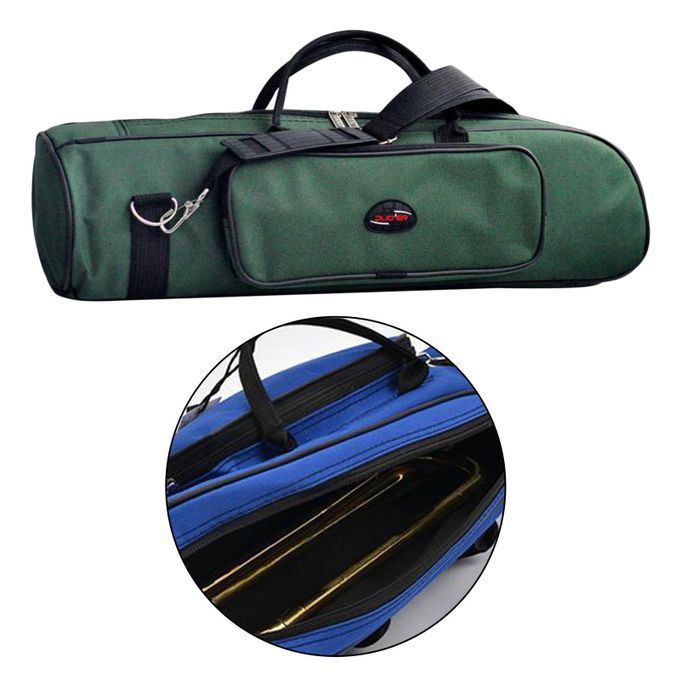 Concert Trumpet Carrying Case Waterproof Oxford Cloth Shoulder Green