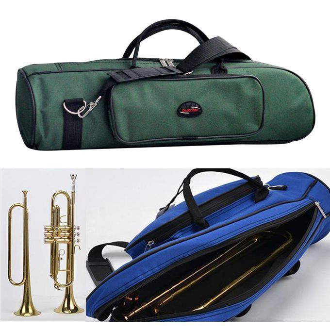 Concert Trumpet Carrying Case Waterproof Oxford Cloth Shoulder Green