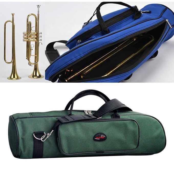 Concert Trumpet Carrying Case Waterproof Oxford Cloth Shoulder Green