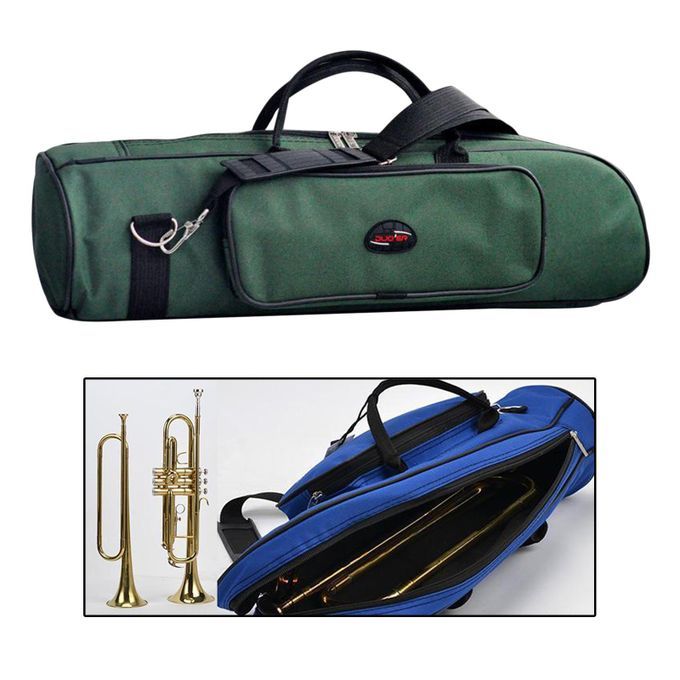 Concert Trumpet Carrying Case Waterproof Oxford Cloth Shoulder Green