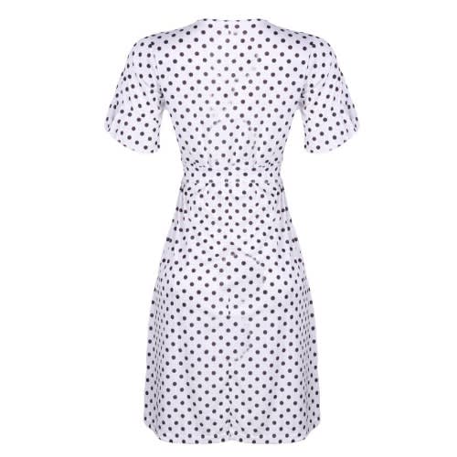 Front Wrap Dotted Dress - White