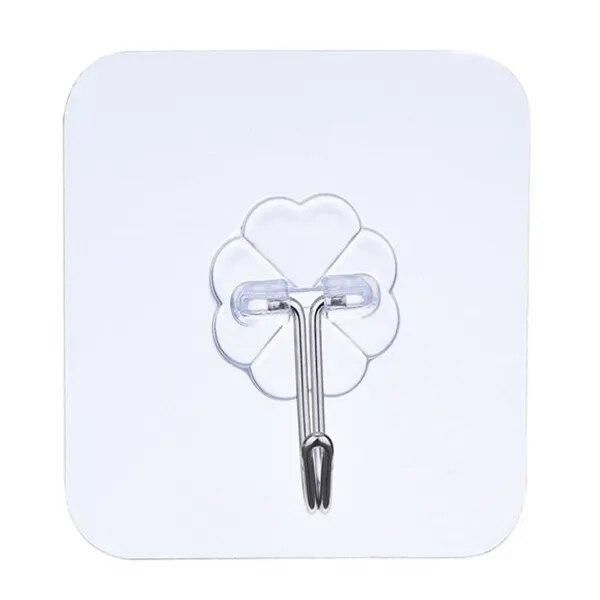 10 Packs Reusable Adhesive Hooks,Transparent Heavy Duty Wall Hooks with No Scratch, Waterproof and Oilproof for Bathr