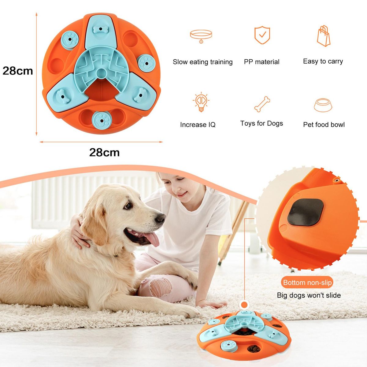 Puzzle Feeder Toy Treat Puzzle Dog Enrichment Toy Lake Blue