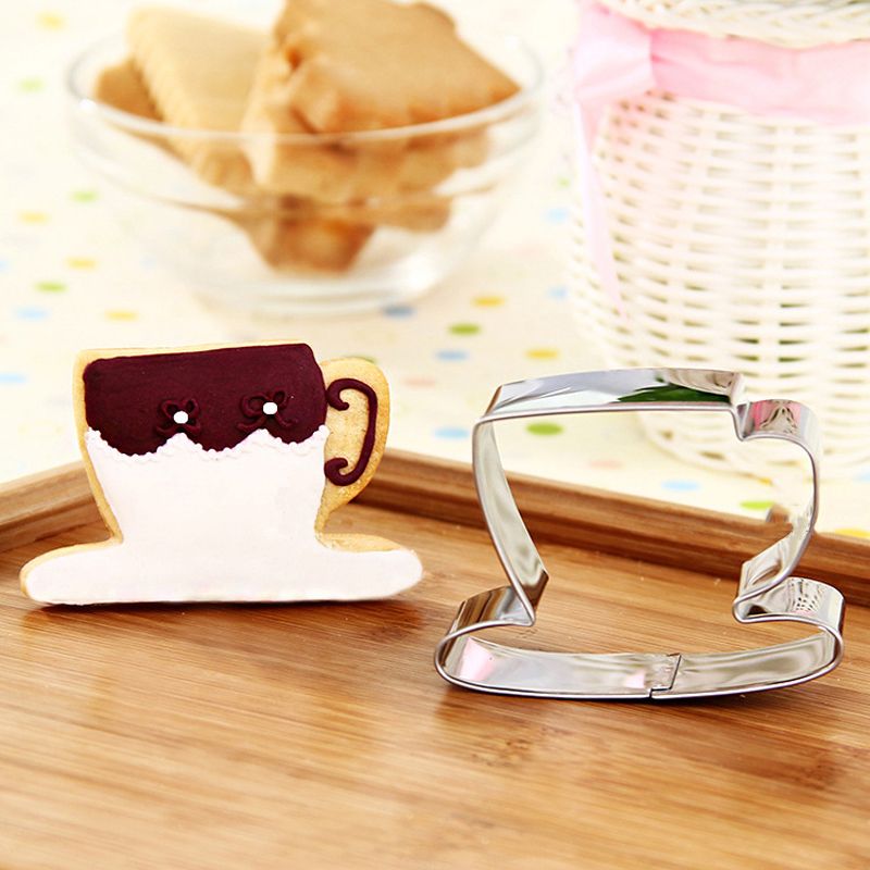 Delidge 2pcs Set Teapot Stainless Steel Cookie Cutter Tea