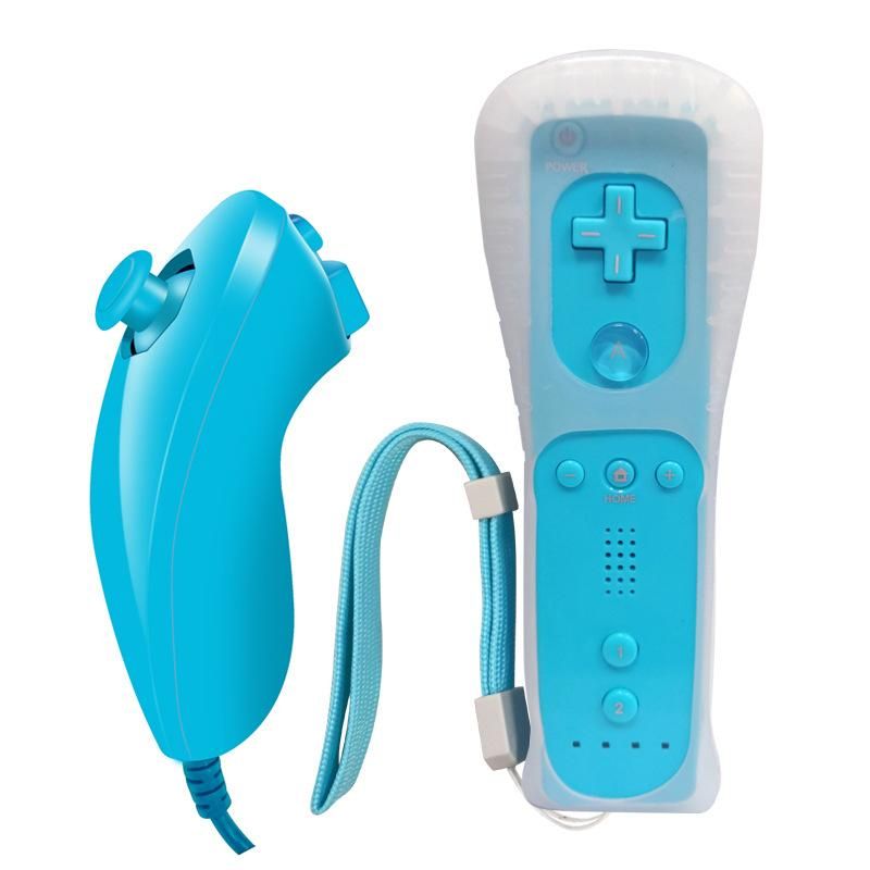 WII console game left and right hand handles wii left and right handles WII straight handle + curved handle without silicone sleeve hand rope light blue