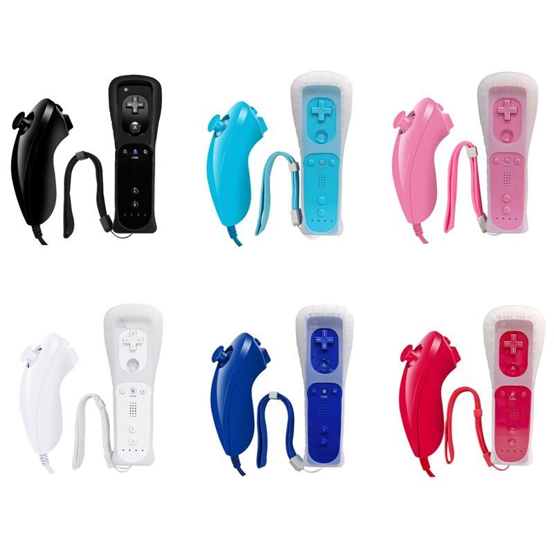 WII console game left and right hand handles wii left and right handles WII straight handle + curved handle without silicone sleeve hand rope light blue
