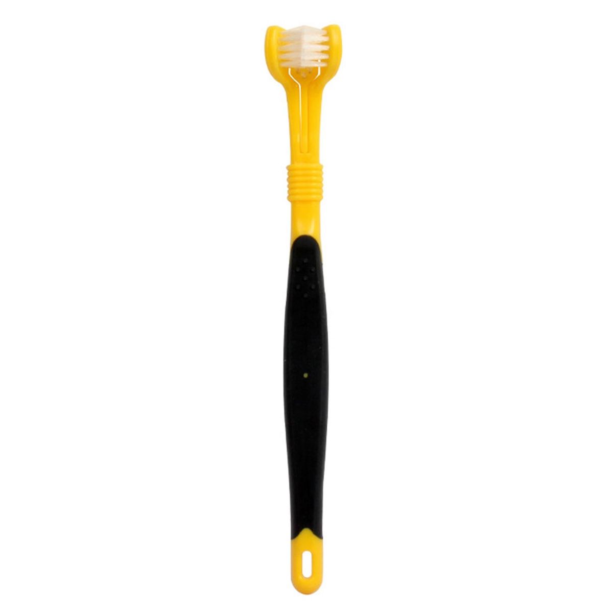 Dog Cat Toothbrush Pets Three-Head Multi-angle Toothbrush Yellow