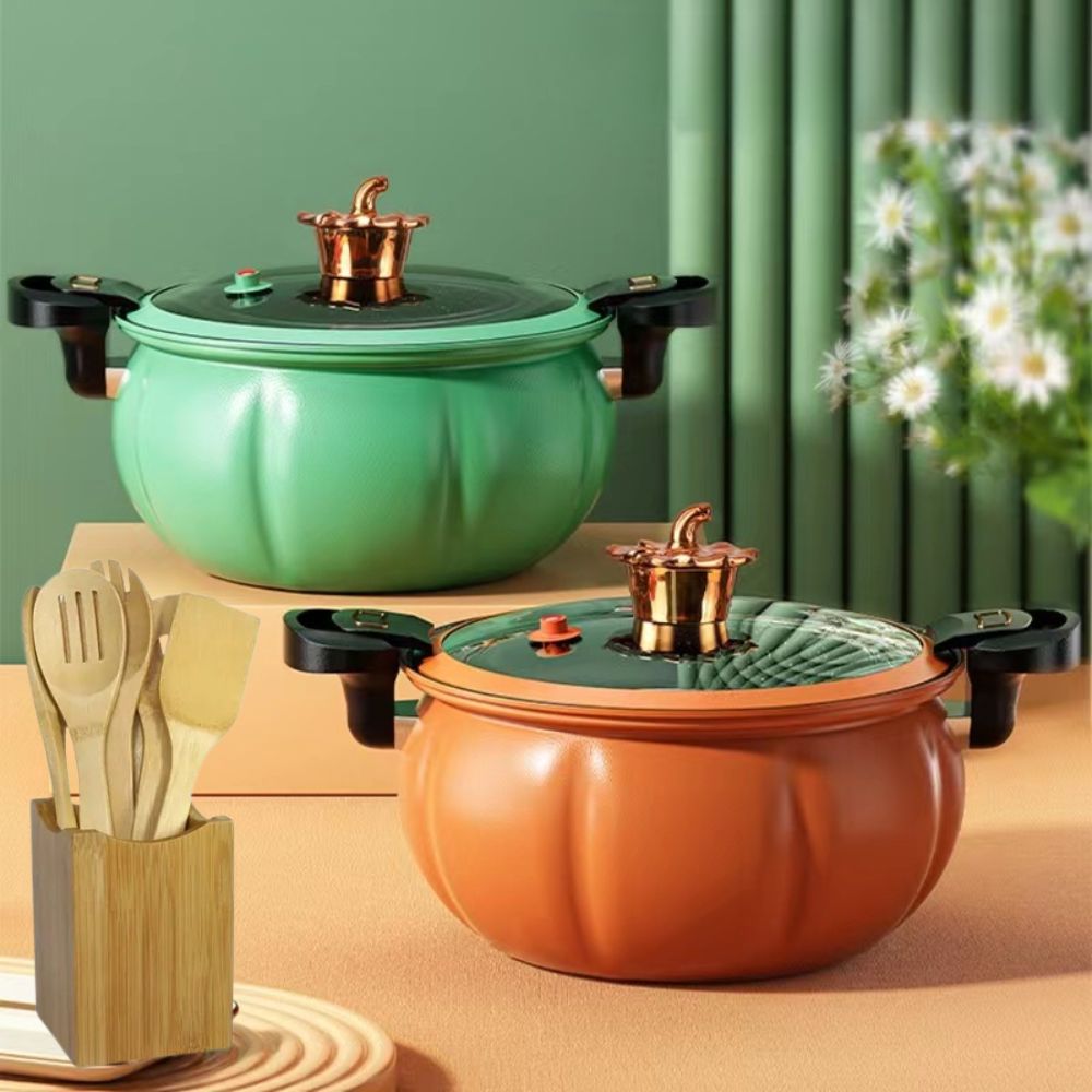 8 Liters Non Stick Pressure Pot With Glass Cover + Spatula