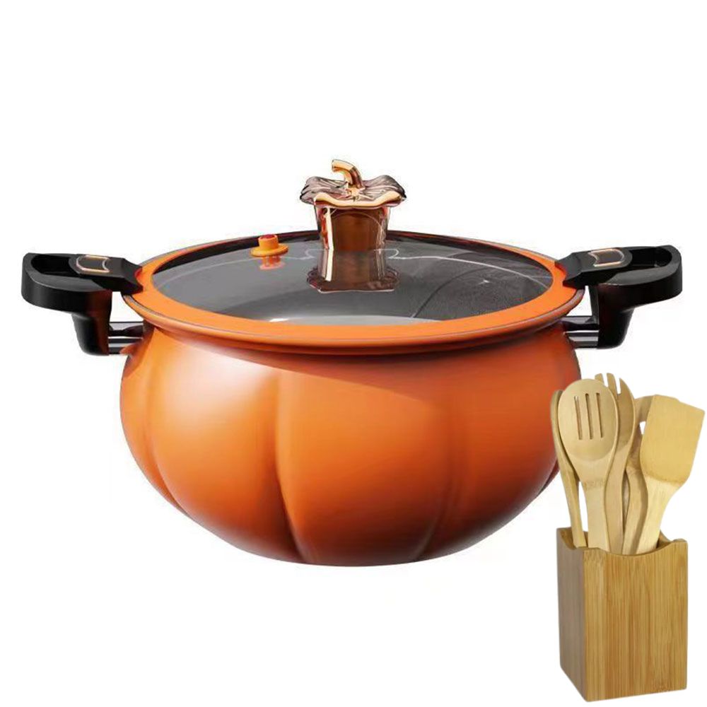 8 Liters Non Stick Pressure Pot With Glass Cover + Spatula