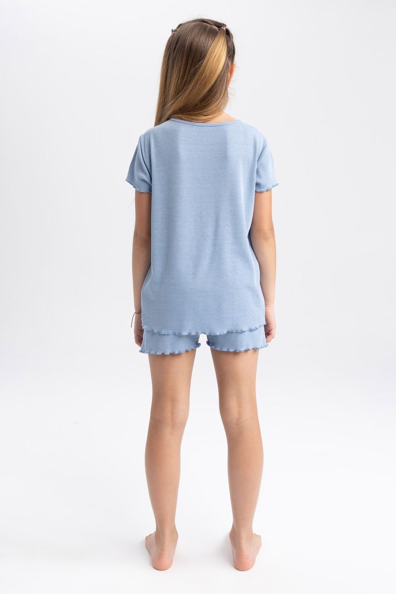 Girl Special Collection Regular Fit Short Sleeve Knitted Pyjamas - Blue