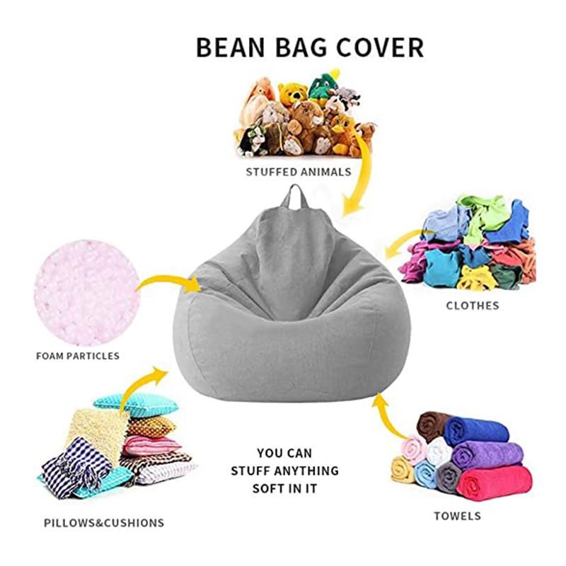 Lazy Sofa Cover Unfilled Linen Recliner Seat Bean Bag Puff