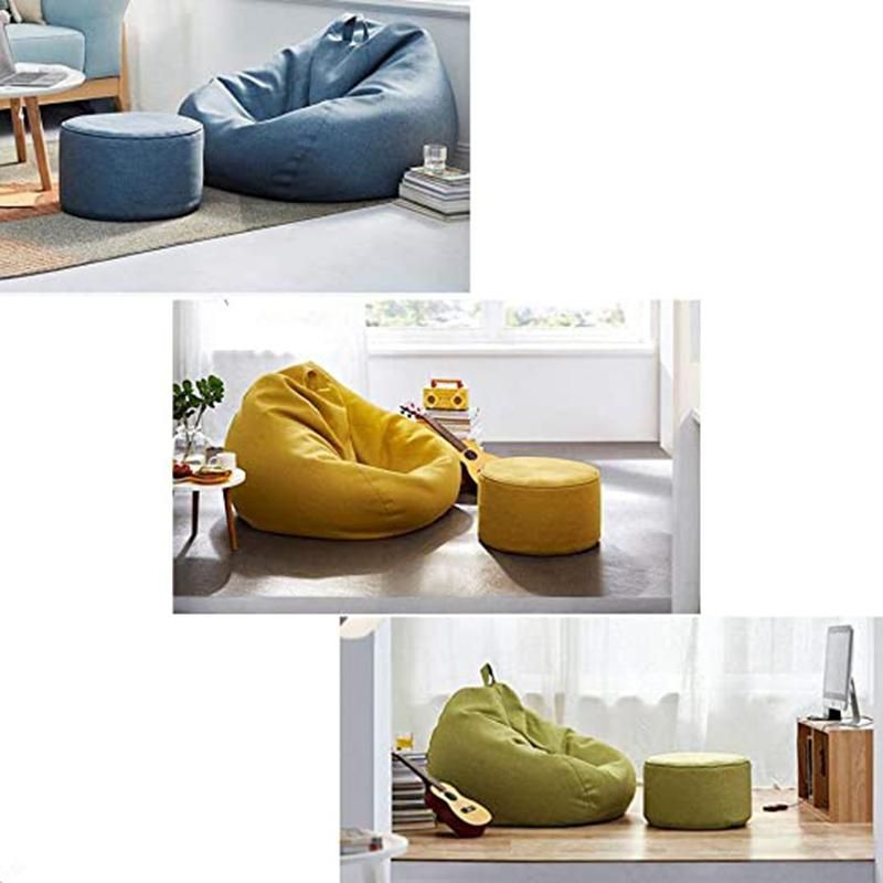 Lazy Sofa Cover Unfilled Linen Recliner Seat Bean Bag Puff