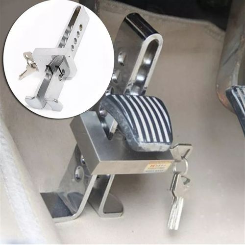Car Auto Stainless Steel Anti-Theft Clutch Car Brake Safety Lock Tool Accelerator Pedal Lock With Keys Suitable For Clutch Height Under 19.5cm