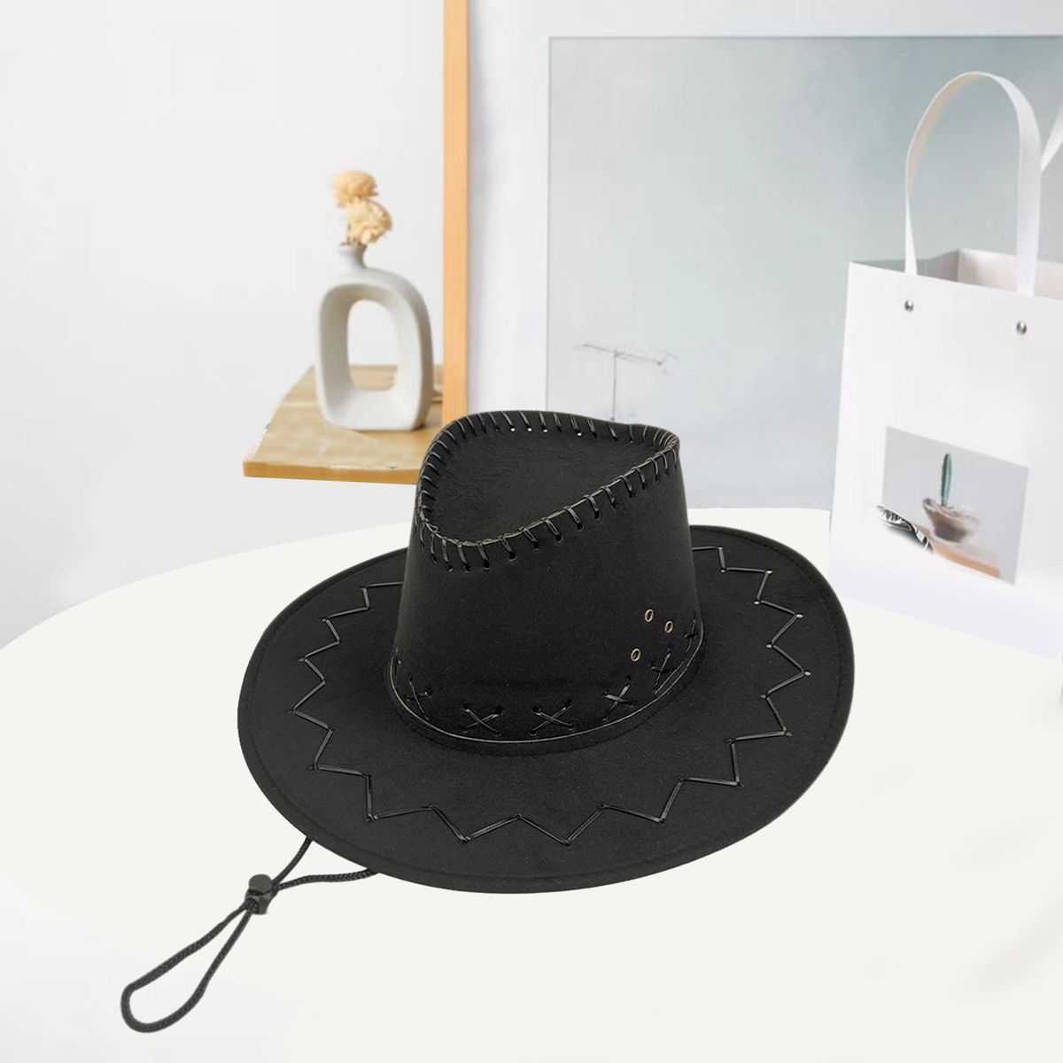 Top Hat Western Cowboy Cowgirl Sun Hat Black