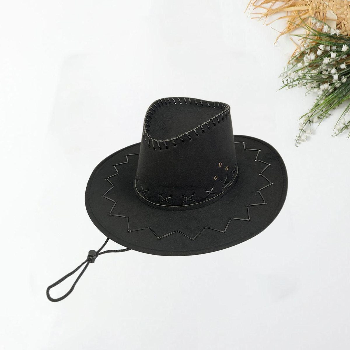 Top Hat Western Cowboy Cowgirl Sun Hat Black