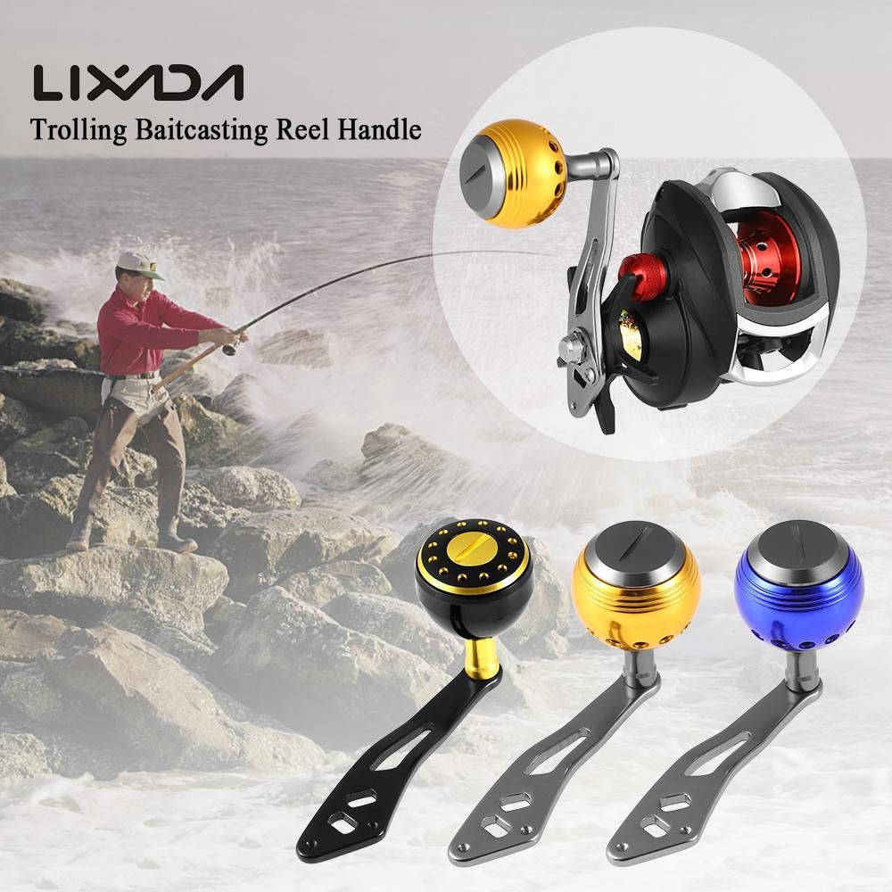 Lixada Fishing Reel Handle Baitcasting Fishing Reel Handle Drum Trolling Reel Handle Left Right Power Metal Reel Handle Big Knob Fishing Reel Accessory