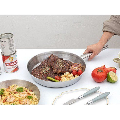 Queensense Shiny 5 Layer Stainless Steel Frying Pan