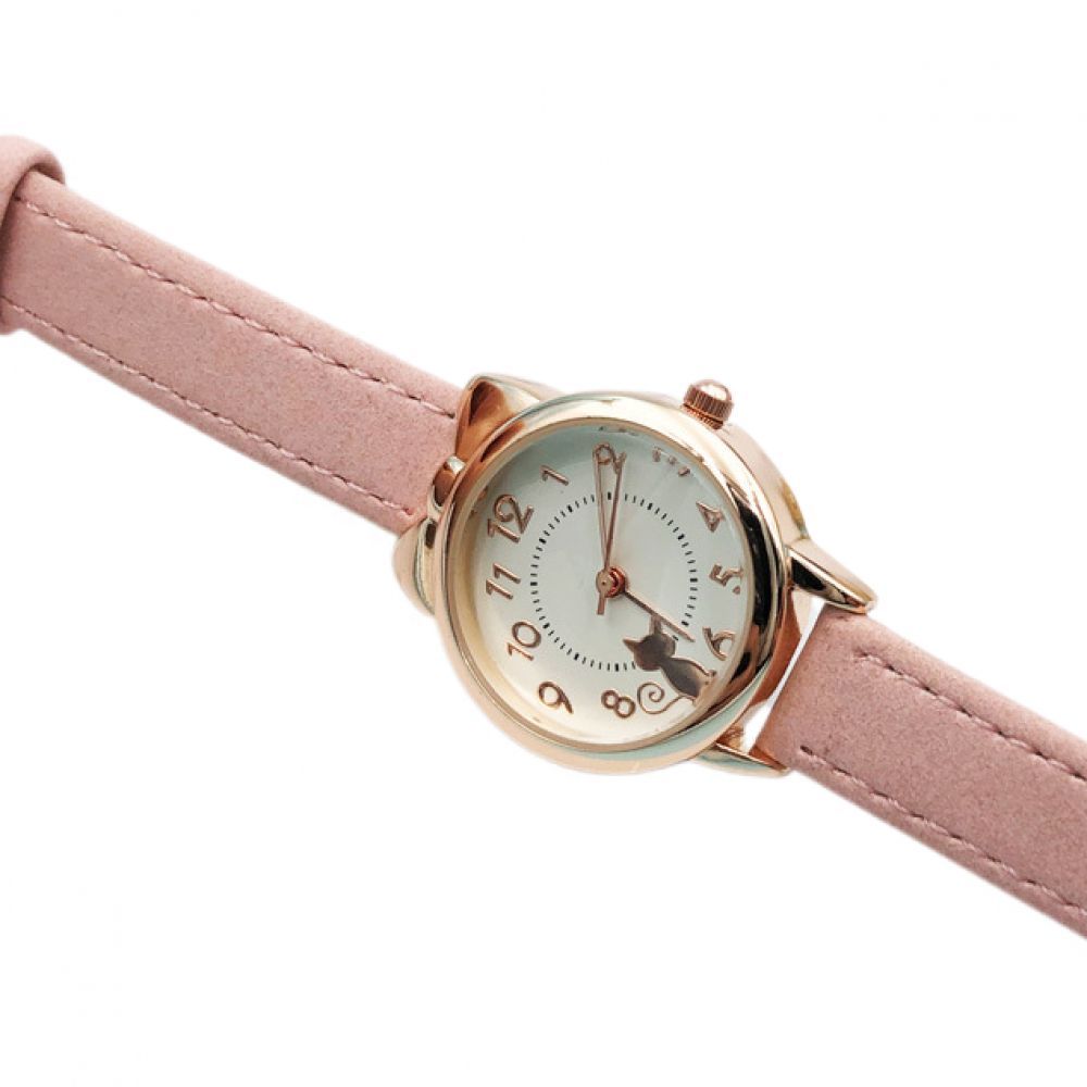 Girl Watch Watch Cat Multi-Color Quartz Watches Clocks for Girl Wristwatch Rosette Watches Colorful Student Watches for Girls (Color : Gold-Pink)